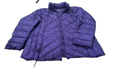 Women's 2xp light weight purple puffer winter coat down filling Talbots plus - Image 1 of 4