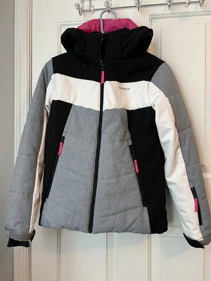 Chaqueta de esquí al aire libre Icepeak para niñas blanco carbón rosa con capucha cremallera completa edad 13/14 Foto 1 de 4