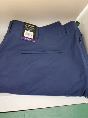 Pantalón Banana Republic Para Hombre Frente Plano Calce Ajustado Azul Talla 40x30 Foto 1 de 4