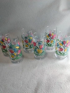 Set of 6~Vintage Spring Blossom Floral Tulip Tumblers Drinking Glasses 16 oz - Picture 1 of 11