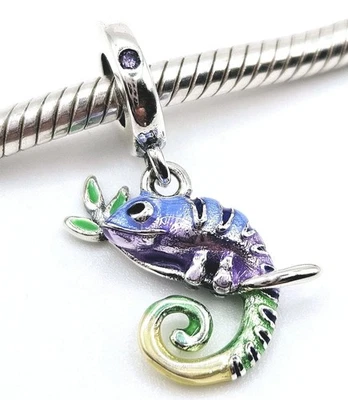 Charm passend für Pandora Armband "Chamäleon" Bunte Emaille 925 Silber Tiere  - Bild 1 von 3