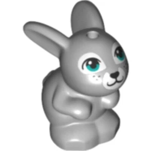 New Genuine LEGO Gray Bunny Rabbit w/ Turquoise Eyes Animal 34050pb02 - Picture 1 of 1