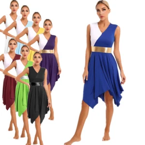 FEESHOW Womens Liturgical Praise Dance Dress Worship Dancewear Color Block AU - Picture 1 of 60