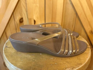 Crocs Isabella Mini Wedge Sandals Size 7 Bronze nwt Read - Picture 1 of 8