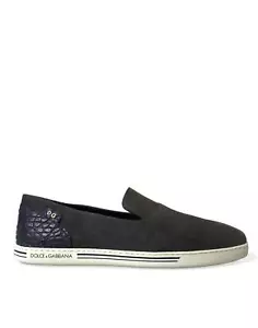 Dolce&Gabbana Men Blue Loafers Leather Crocodile Skin Flat Casual Shoes Sz EU 41 - Picture 1 of 10