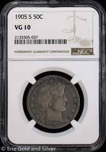 1905-S 50C Barber Half Dollar NGC VG 10 - Picture 1 of 4