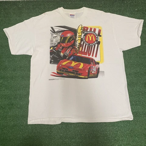 Vintage Bill Elliott McDonalds Racing Team T Shirt Size XL White NASCAR 1995 Cover