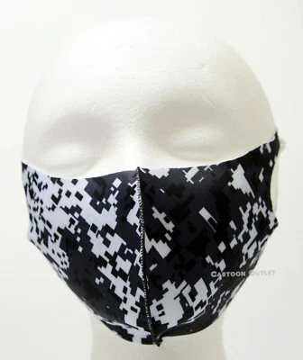 Face Mask Reusable Washable Mouth Mask Black and White Camouflage Print Fashion  - Image 1 of 4