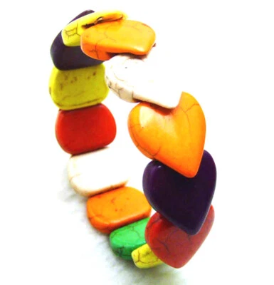 20mm Heart Shape Multicolor Double Holes Turquoise Bracelet for Women bra263 - Image 1 of 4