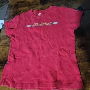 RARE Vintage Dickies Girl T Shirt Red Girls Size L - Picture 1 of 2