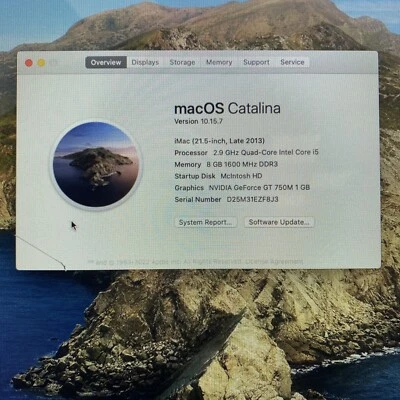 iMac A1418 21.5" display 2.9GHz Quad-core Intel Core i5 8GB RAM 1TB HDD CrackLCD - Image 1 of 4