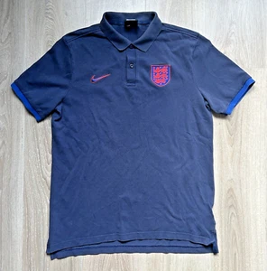 England Polo Shirt Medium Nike Navy Blue Red 2020-2021 Football Euros NSW Soccer - Picture 1 of 15