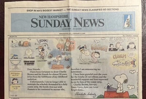 Letzter Charlie Brown Comic - NH Sunday News, 13. Februar 2000 - sehr guter Zustand - Bild 1 von 5