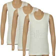New Boys Childrens 3 Pack UK Made Quality 100% Cotton White Vests 1 - 13 Years