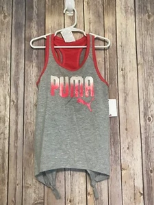 2 Stück NEU Puma Mädchen Tank Tops mit Sport BH Rosa Grau Neu mit Etikett 7  - Bild 1 von 6