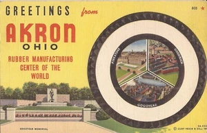 Akron, OHIO - "Rubber Manufacturing Center of the World" - 1943 - MULTIVIEW TIRE - Picture 1 of 2
