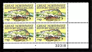 GREAT NORTHWEST FORT SNELLING 150 YEARS #1409 MVF 6c STAMP PLATE BLOCK IN MOUNT - Picture 1 of 2