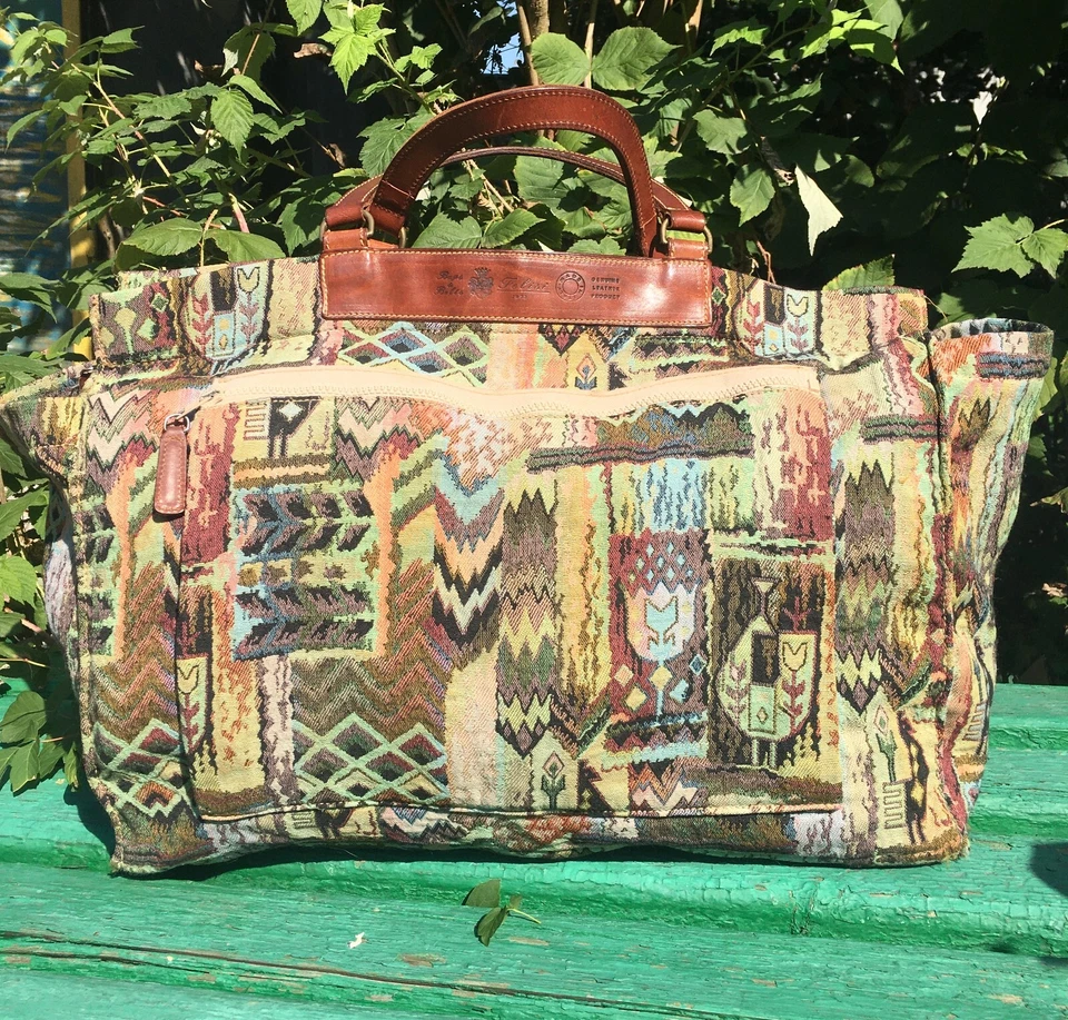 Bolso grande FELISI tapiz de cuero de lona Italia Foto 1 de 4