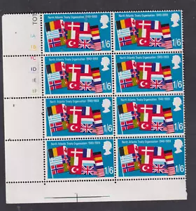 SG794 NATO Anniversaries 1/6 Bottom LH Block of 8 Perforation + Shadow Flaw MNH - Picture 1 of 1