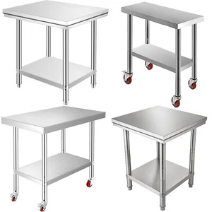Kitchen Work Table Commercial Catering Bench Business Food Prep With Brakes - Picture 1 of 122