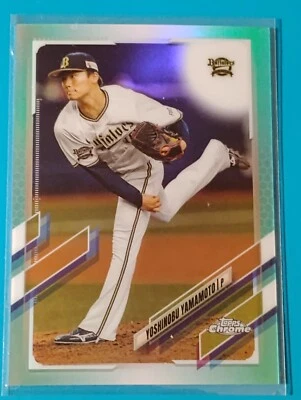 2021 Topps Chrome NPB Aqua Refractor - #90 Yoshinobu Yamamoto 158/199 - Image 1 of 2
