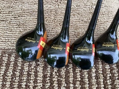 vintage Spalding Top Flite Pro Model 18 persimmon Woods 1 1/2,2 1/2,3 1/2,4 1/2 - Image 1 of 4