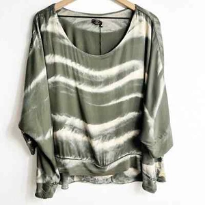 Blusa LOLA Hecha en Italia Estampado Verde Mujer Viscosa Seda Mediana Nueva - Imagen 1 de 8