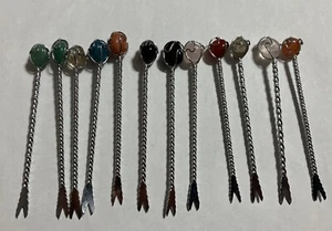 VTG Semi Precious Stone Wire Wrap Cocktail/ Hors D'Oeuvre Picks Set of 12 - Picture 1 of 9