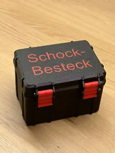 Schockbesteck mit Box + Würfel + Becher - Knobelbesteck Schocken Knobeln - Bild 1 von 24