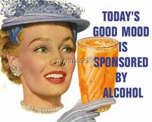 Hoy Good Mood is Sponsored by Alcohol 2"" x 3"" Nevera IMÁN humor divertido dama - Imagen 1 de 3