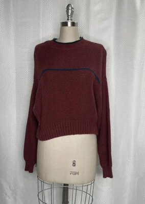 RVCA WOMEN'S OVERSIZED CREWNECK WAFFLE LONG SLEEVE SWEATER RUST SMALL S  - Image 1 of 4