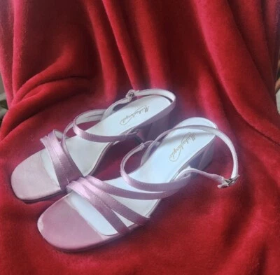 Sandalias de tacón Michaelangelo con tiras para mujer talla 8,5 tacón alto satinado rubor rosa  Foto 1 de 4