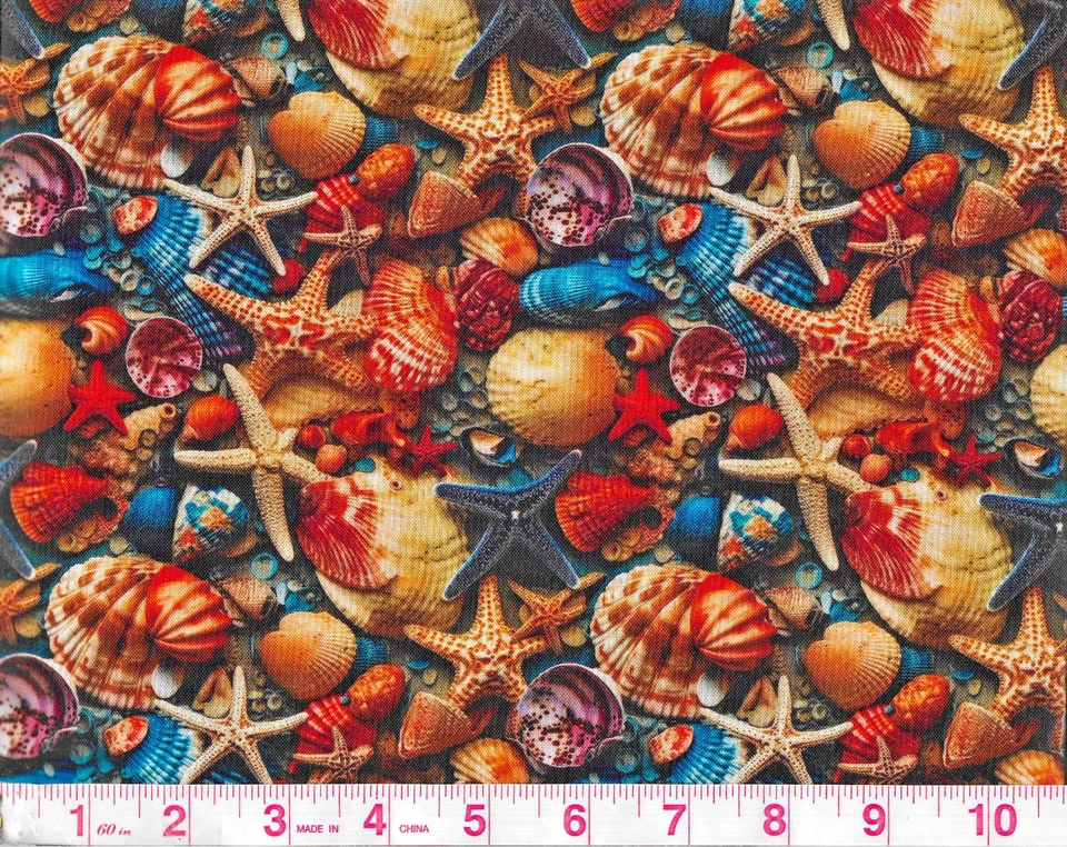 FABRIC-SEASHELL~QUILT FABRIC FAT~1/2 YARD - image 1 of 1
