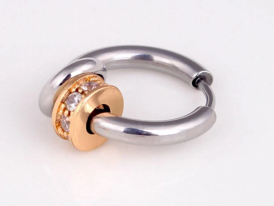 MENS Women Titanium Stainless No Allergy Hiphop Gothic ball Huggie Hoop Earring - Image 1 of 4