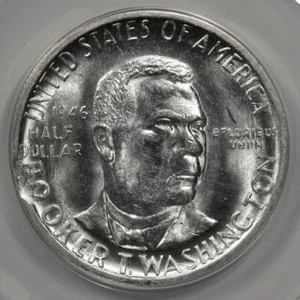 1946 S ANACS MS64 Clip Booker T Washington Silver Half Dollar Mint Error Rare - Picture 1 of 4
