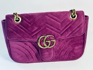 Gucci Velvet Mini GG Marmont Crossbody Shoulder Flap Bag - 100% AUTHENTIC - Picture 1 of 12
