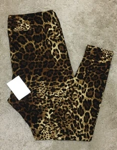 NWT LuLaRoe Leggings ~ TC2 ~ LEOPARD CHEETAH ANIMAL Print ~ TAN BROWN & BLACK  - Picture 1 of 2