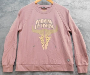 Free Fly Graphic Sweatshirt Women's S Rose Wyoming Fly Fishing Bamboo Sustain - Picture 1 of 12