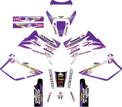 1995 - 2007 KDX 200 220 KAWASAKI MOTOCROSS GRAPHICS PURPLE KIT DIRT BIKE DECALS - Image 1 of 4