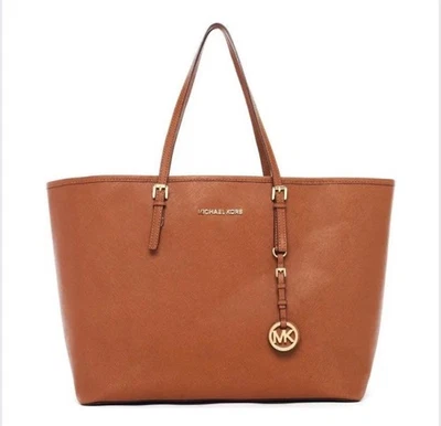 Michael Kors Brown Saffiano Leather Tote Shoulder Bag - Image 1 of 4