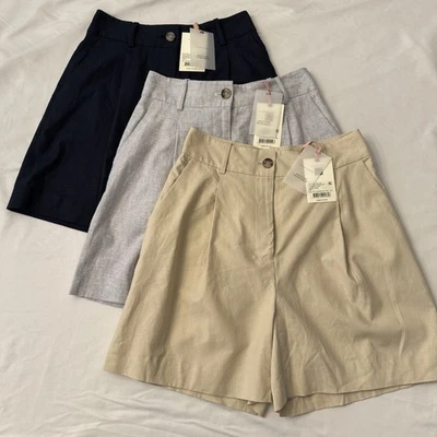 Alex Marie Lot Of 3 Pair Womens High Rise Pleated Front Linen Blend Shorts Sz 4 - Image 1 of 4