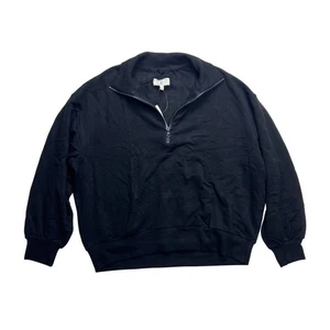 LOU & GREY Black Signature Soft Plush Quarter Zip Sweatshirt Women's Medium new - Picture 1 of 10
