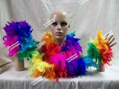 Colorful Rainbow Colors Feather Costume Boa Fancy Dress Flapper Magical Spirit - Image 1 of 4