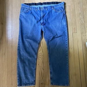 Pantalones de mezclilla Wrangler para hombre 46x30 azul 5 bolsillos lavado medio calce regular mezcla de algodón - Imagen 1 de 7