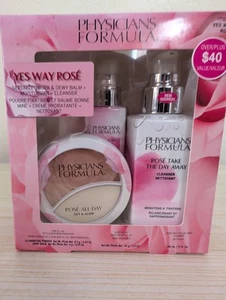 Physicians Formula YES WAY ROSÉ Kit- Powder & Balm, Moisturizer, Cleanser Trio - Picture 1 of 2