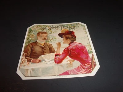 DE COLECCIÓN AÑOS 1880 EN BUENOS TÉRMINOS MUESTRA ETIQUETA CIGARRO EXTERIOR, GEO HARRIS, HOMBRE Y MUJER Foto 1 de 2