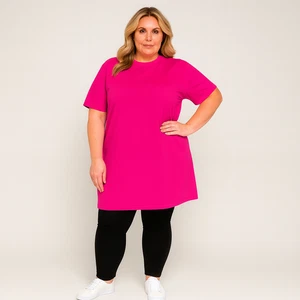 Plain Short Sleeve Long Length Cotton T-Shirt - Picture 1 of 71