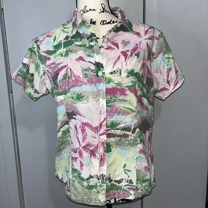 Camisa COLUMBIA Tropical Abotonada Manga Corta Mujer Mediana Colorida - Imagen 1 de 9