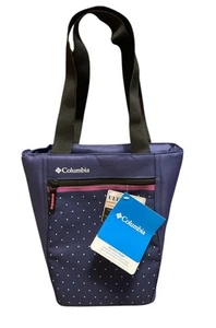 Columbia Blue Polka Dot Zip Lunch Bag Thermal Insulated Ultra Safe Leakproof NEW - Picture 1 of 8