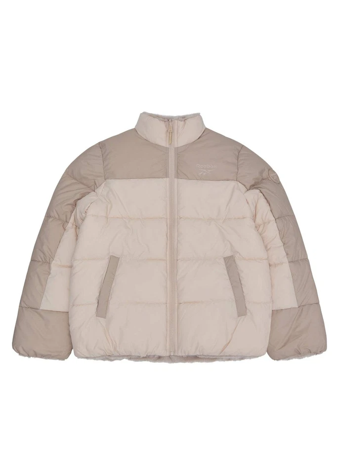 Reebok Womens Puffer Jacket Reversible Puffer Jacket Oatmeal Taupe Beige - Image 1 of 4